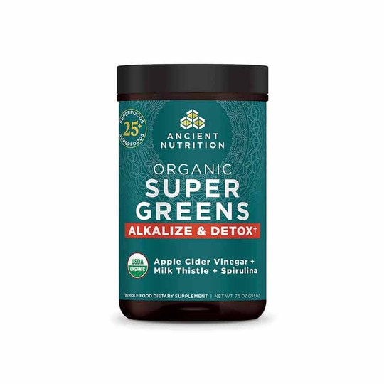 Organic Super Greens Alkalize & Detox Powder, Ancient Nutrition